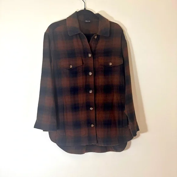 Madewell shirt jacket in Gelston shacket oversized plaid flannel size small - Picture 4 of 16